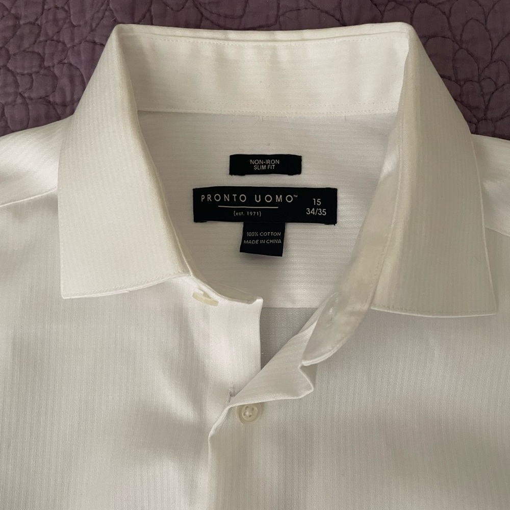 Pronto Uomo slim fit white dress shirt with French cuff